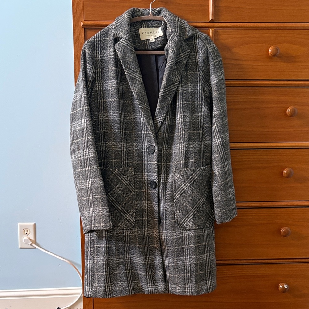 Zara Charcoal Checkered Coat